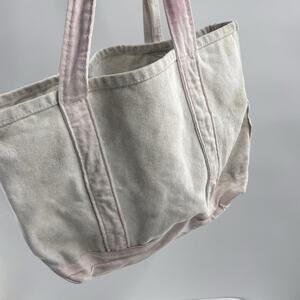 LL Bean Vintage 80s Boat and Tote Bag Canvas Medium Light Pink Distressed